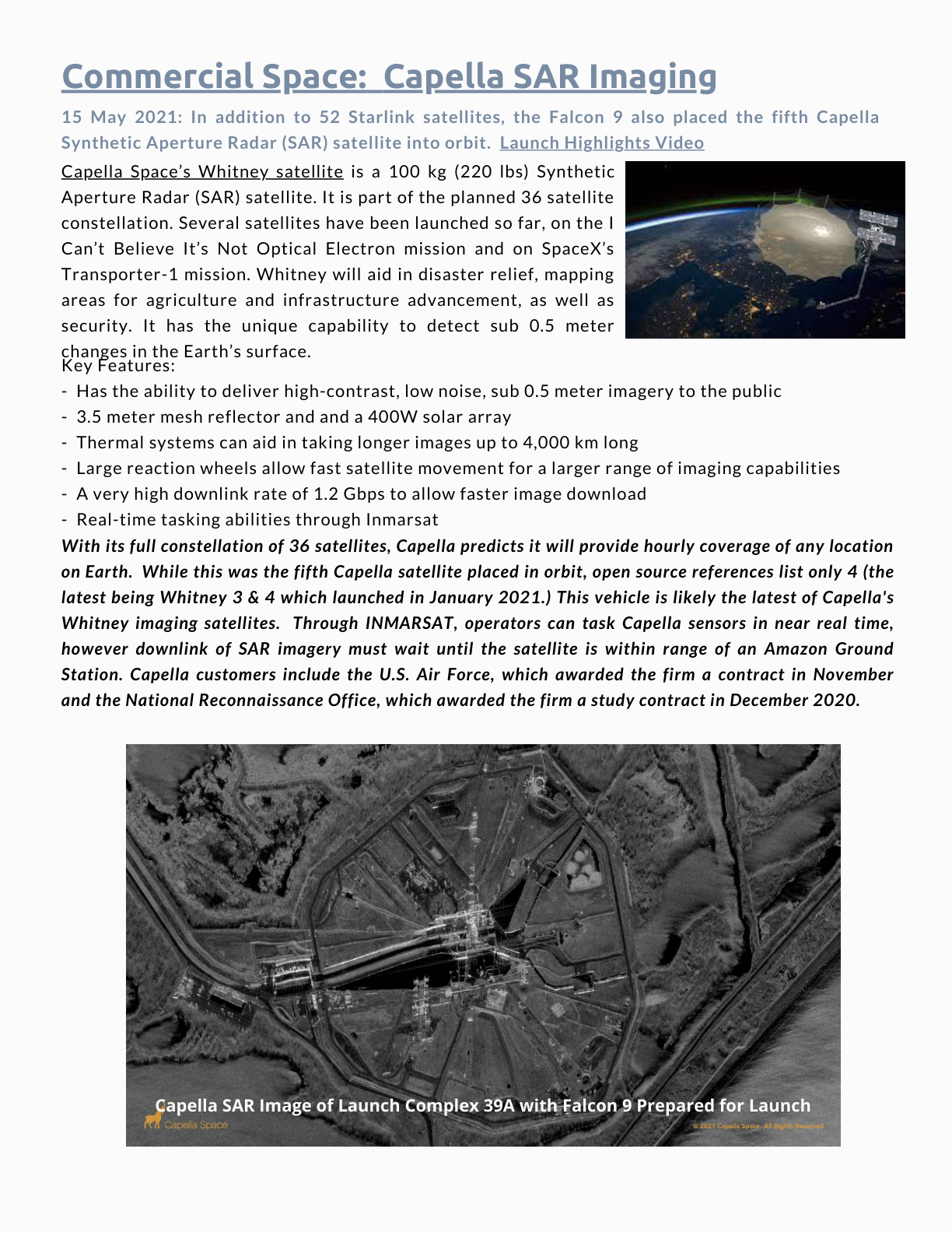 Issue 22 - Commercial Space: Capella SAR Imaging