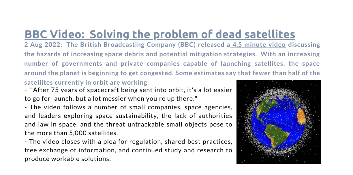BBC Video: Solving the problem of dead satellites