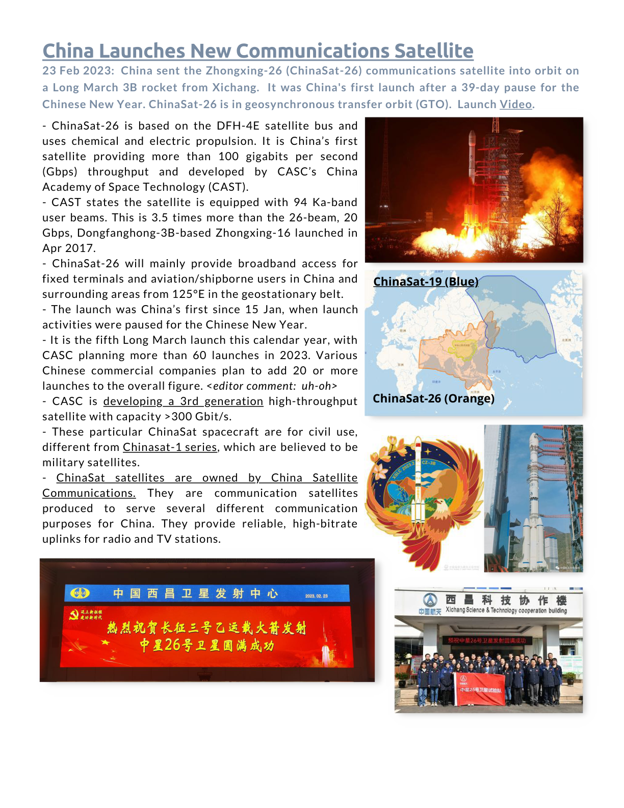China Launches New Communications Satellite